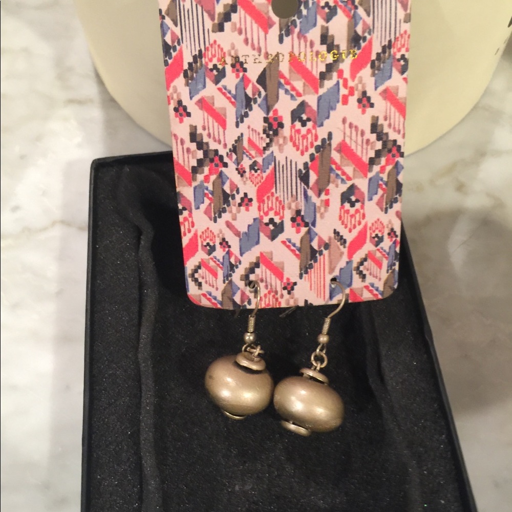 Anthropologie champagne gold ball drop dangle earring NWT